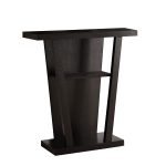 Monarch 32" Modern 3-Tier Open Shelf Design Wood Grain-Look Accent Console Table - Cappuccino Brown Finish