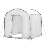Outsunny 7' x 7' x 6' Garden Portable Pop Up Greenhouse with Side Door & Portable Zipper Bag for Plants & Vegetables White