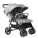Qaba Side by Side Baby Double Stroller for Toddlers Twin Pushchair with Adjustable Backrest Foot Holder Canopy Safety Harness and Storage Basket Shock Suspension - Grey