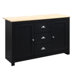 HOMCOM Kitchen Buffet Sideboard with Adjustable Shelves, Dining Sideboard Buffet Cabinet with 3 Storage Drawers, Black