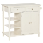 HOMCOM Vintage Kitchen Island with 3-Tier Open Shelving, Storage Cabinet with Drawers & Wood Legs, Adjustable Shelf for Living Room, Coffee Bar, White