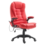 HOMCOM High Back Executive Massage Office Chair with 6 Point Vibration, 5 Modes, Faux Leather Heated Reclining Desk Chair, Bright Red