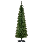 HOMCOM 6ft Tall Pre-Lit Slim Noble Fir Artificial Christmas Tree with Realistic Branches, 200 Warm White LED Lights and 390 Tips