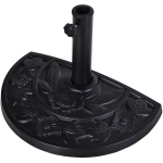 Outsunny 20" Half Round Patio Umbrella Base Outdoor Decorative Resin Parasol Stand Holder For Φ1.5", Φ1.9" Pole - Black