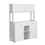 Monarch 48" Hollow-Core Office Storage Credenza with 2 Drawers, Storage Cabinets and Silver Accents - White