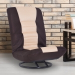 HOMCOM 360 Degree Swivel Floor Gaming Chair Folding Video Floor Lazy Couch Floor Lounge Bed Recliner w/ 5-Position Adjustable Backrest Beige& Brown