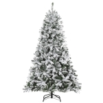 HOMCOM 6ft Christmas Tree Artificial Snow Flocked with 928 Branches and 250 Warm White LED Lights