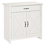 HOMCOM 32" Farmhouse Barn Door Style Sideboard, Buffet Cabinet, Coffee Bar for Kitchen, Living Room or Entryway, White Wash