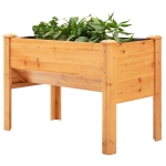 Outsunny 4' x 2' x 3' Raised Garden Bed Planter Box with Natural Fir Wood, Unique Funnel Design & Tool Hooks