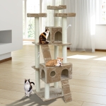 PawHut 71-Inch Cat Tree Furniture Pet Tower House with Scratch Post and Condo, Beige