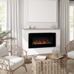HOMCOM Electric Wall-Mounted Fireplace Heater with Adjustable Flame Effect, Remote Control, Timer, 1400W, Black