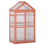 Outsunny 32" x 19" x 54" Wooden Cold Frame Greenhouse for Plants PC Board Orange