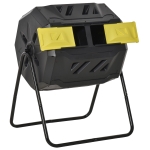 Outsunny Garden Compost Bin with Dual Rotating Tumbler, Outdoor Composter with Sliding Doors, Black & Yellow