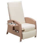 Outsunny Outdoor Rattan Wicker Adjustable Recliner Lounge Chair with Drink Tray