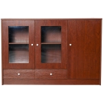 HOMCOM Kitchen Buffet Table Cabinet Storage Sideboard Server Console with Framed Acrylic Doors and Tabletop, Brown