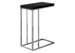Monarch 25" Contemporary Wood Grain-Like Chrome Metal Base C-Shaped Side Accent Table - Cappuccino Brown Finish