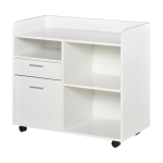 Vinsetto Filing Cabinet Printer Stand Mobile Lateral File Cabinet with 2 Drawers, 3 Open Storage Shelves for Home Office Organization, White