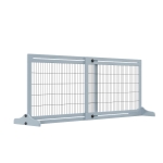 PawHut Wide Big Sliding Dog Gates w/ Adjustable Length for House Hallway Doorway, Steel Grey