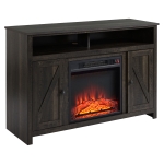HOMCOM Electric Fireplace TV Stand for TV's up to 50" Flat Screen, Living Room Media Entertainment Console with Doors, Shelves, and Cable Management, Espresso