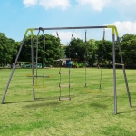 HOMCOM A Frame Kids Metal Swing Set Climbing Ladder Set