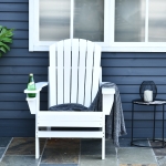 Outsunny Classic Adirondack Chair, Garden Deck Chair with Cup Holder for Patio, Indoor, Backyard, Black(c-1)