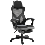 Vinsetto Home Office Chair Adjustable Height Recliner with Retractable Footrest, Mesh Back - Grey