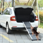 PawHut 62.5" Extending Aluminium Ramp Dog Cat w/ Non-Slip Surface Rails Handle Black