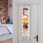 HOMCOM Mirrored Jewelry Cabinet Armoire Storage Organizer w/ Mirror 18 LED Lights