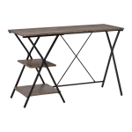 HOMCOM Computer Desk with 2-Tier Storage Shelves, Wood Grain Writing Desk, Brown