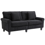 HOMCOM Soft Polyester Covered Living Room Couch for 3 with Pine Legs and Rolled Arms