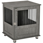 PawHut Wooden Dog Crate with Furniture Style for Small Dogs, Indoor End Table, Grey