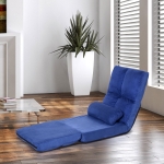 HOMCOM 5-Position Floor Lazy Sofa Chair Adjustable Folding Couch Video Gaming Bed Blue