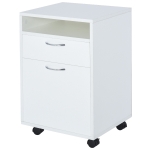 HOMCOM Mobile File Cabinet Organizer with Drawer and Cabinet, Printer Stand with Castors, White