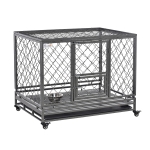 PawHut Heavy Duty Dog Crate Cage Pet Kennel w/ Removable Tray Wheels & Lockable Door for Large Dogs Indoor & Outdoor