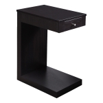 Monarch 24" Modern Wood Grain-Look C-Shaped Side Accent Table with Storage Drawer - Cappuccino Brown Finish