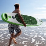 Soozier Inflatable Stand Up Paddle Board, 10'×30"×4" Lightweight & Foldable w/ ISUP Accessories & Carry Bag, Aluminum Paddle, Fix Accessories Set, Air Pump, Leash