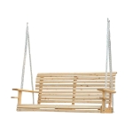Outsunny 2 to 3 Seater Wood Swing Chair Swing Bench with Foldable Table, Cup Holders, Steel Chains, White(c-3)