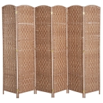 HOMCOM 6' Tall Wicker Weave 6 Panel Room Divider Privacy Screen, Natural Wood