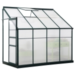 Outsunny Walk-In Garden Greenhouse Aluminum Polycarbonate with Roof Vent for Plants Herbs Vegetables 8' x 4' x 7' Green