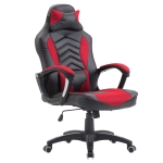HOMCOM 6 Vibrating Point Massage Computer Gaming Chair 5 Modes, Racing Style Heated Desk Chair Swivel Rolling Chair with Headrest, Red / Black