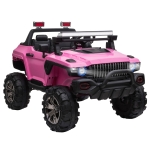 Aosom 12V Ride On Car 2- Seater SUV Truck Battery Powered High/Low Speed with Parental Remote Control, 3 Speeds, LED Light Bar, Audio Input - Pink