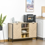 HOMCOM Retro Style Kitchen Sideboard Serving Buffet Storage Cabinet Cupboard with Glass Doors and Drawers, Adjustable Shelves(c-3)