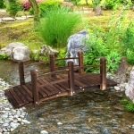 Outsunny 5FT Wood Garden Bridge Outdoor Decorative Landscape Side Rails Backyard Moon Bridge Park Decor Stained Wood