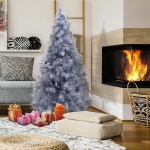 HOMCOM 7FT Christmas Tree Artificial Classic Tree Holiday Indoor Decoration, with metal Support 499 Tips, Grey