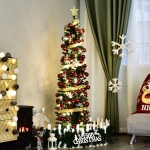 HOMCOM 6ft PVC Pre-lit Full Artificial Christmas Xmas Tree with 200 White LED lights Green
