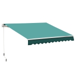 Outsunny 13' X 8' Manual Retractable Sun Shade Patio Awning - Green