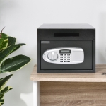 HOMCOM Wall Mounted Steel Electronic Digital Safe Box with Letter Drop Slot Keypad Lock Gun Cash Jewelry Security, Black