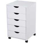 HomCom 5 Drawer Storage Organizer Filing Cabinet with Nordic Minimalist Modern Style & Caster Wheels for Mobility - White