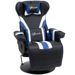Vinsetto Gaming Chair, Racing Style Computer Recliner with Lumbar Support, Footrest and Cup Holder, Black/White/Blue