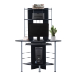 HOMCOM 62" Arch Corner Computer Desk with Printer Hutch and Storage Shelf - Black